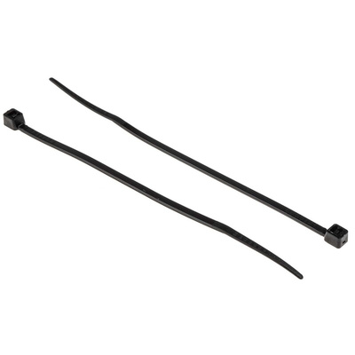 RS PRO Cable Tie, 100mm x 2.5 mm, Black Nylon, Pk-100