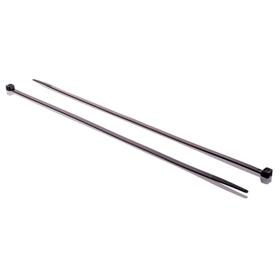RS PRO Cable Tie, 300mm x 4.8 mm, Black Nylon, Pk-100