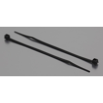 RS PRO Cable Tie, 100mm x 2.5 mm, Black Nylon, Pk-1000