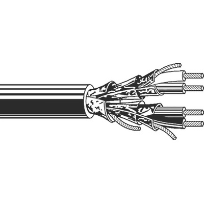 Belden Screened 4 Core Line level Low Voltage signal Cable, 0.33 mm² CSA, 5.46mm od, 152m, Chrome