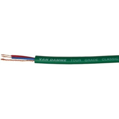 Van Damme Screened Microphone Cable, 0.22 mm² CSA, 6.35mm od, 100m, Green
