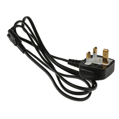 RS PRO IEC C7 Socket to Type G UK Plug Power Cord, 1.5m
