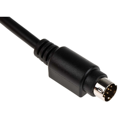 RS PRO Male 8 Pin mini-DIN to Female 8 Pin mini-DIN Black DIN Cable 2m