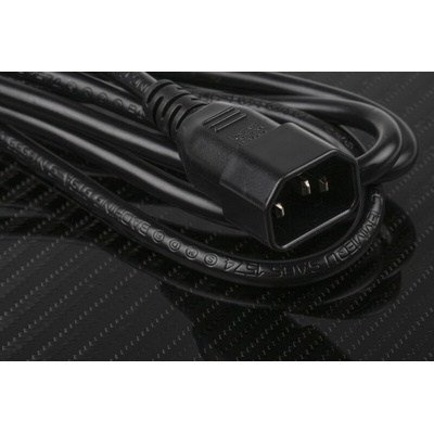 RS PRO Straight IEC C13 Socket to Straight IEC C14 Plug Power Cord, 2m