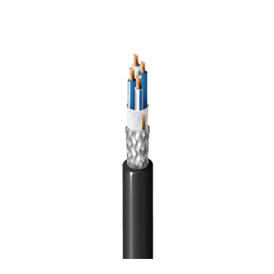 Belden Screened 4 Core Microphone Cable, 0.08 mm² CSA, 2.92mm od, 152m, Black