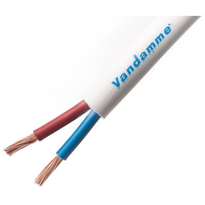 Van Damme 2 Core Speaker Cable, 1.5 mm² CSA, 6.6mm od, 100m, White