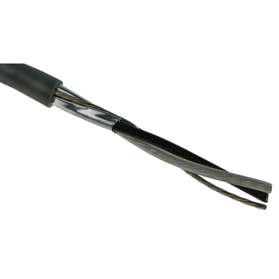 Belden Screened 2 Core Line Level, Low Voltage Signal Cable, 0.51 mm² CSA, 5.18mm od, 76m, Chrome