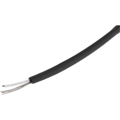 RS PRO Screened 1 Core Microphone Cable, 0.22 mm² CSA, 3.1mm od, 100m, Black