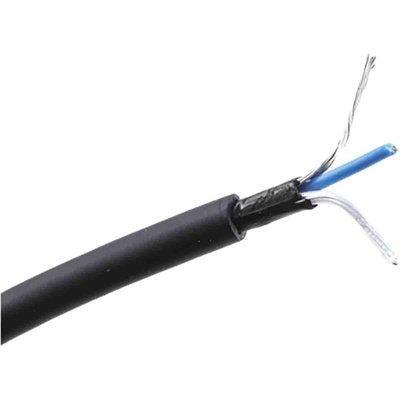 RS PRO Unscreened 2 Core Microphone Cable, 0.22 mm² CSA, 3.7mm od, 100m, Black