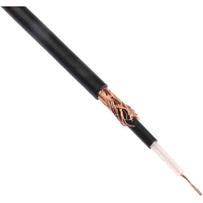 RS PRO Screened 1 Core Microphone Cable, 0.22 mm² CSA, 4.5mm od, 25m, Black