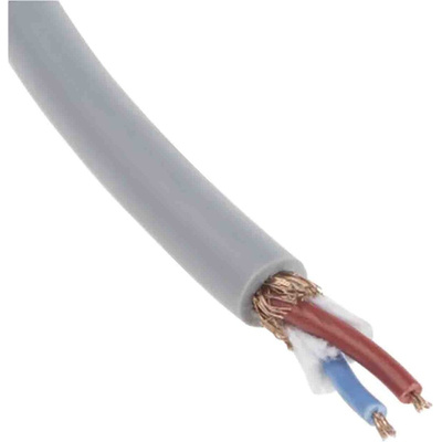 RS PRO Screened 2 Core Microphone Cable, 0.22 mm² CSA, 5.15mm od, 25m, Grey