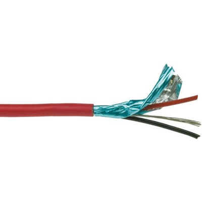 Belden Screened 2 Core Line level Low Voltage signal Cable, 0.33 mm² CSA, 3.61mm od, 304m, Red