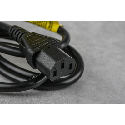 RS PRO Straight IEC C13 Socket to Right Angle Type G UK Plug Power Cord, 2m