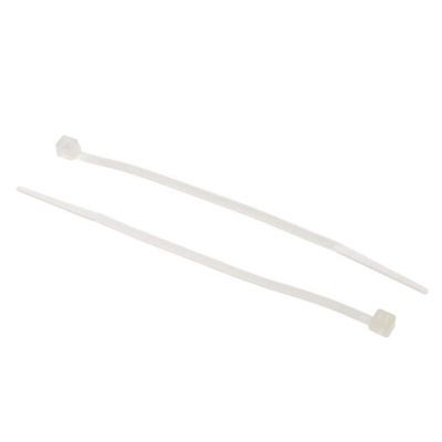 RS PRO Cable Tie, 100mm x 2.5 mm, Natural Nylon, Pk-500