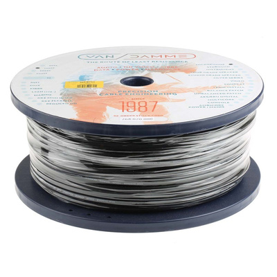 Van Damme Screened Microphone Cable, 0.22 mm² CSA, 6.35mm od, 100m, Black