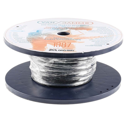 Van Damme Screened 2 Core Microphone Cable, 0.22 mm² CSA, 2.7mm od, 100m, Black