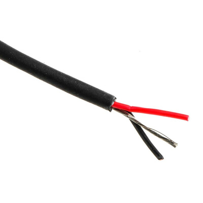 Van Damme Screened 2 Core Microphone Cable, 0.22 mm² CSA, 2.7mm od, 100m, Black