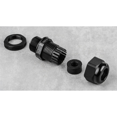 RS PRO Black Nylon Cable Gland, M20 Thread, 4mm Min, 9mm Max, IP68