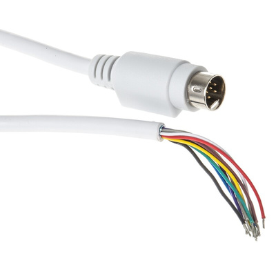 RS PRO Male 9 Pin mini-DIN to Unterminated White DIN Cable 2m