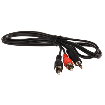 RS PRO Male 3.5mm Stereo Jack to Male RCA x 2 Aux Cable, Black, 1m