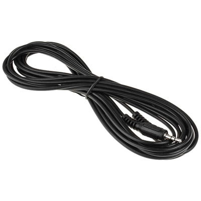 RS PRO Male 3.5mm Stereo Jack to Female 3.5mm Stereo Jack Aux Cable, Black, 5m