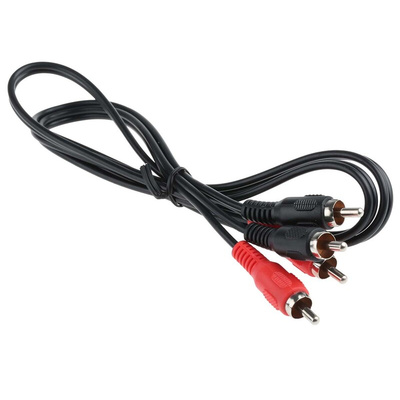 RS PRO Male RCA x 2 to Male RCA x 2 Aux Cable, Black, 1m