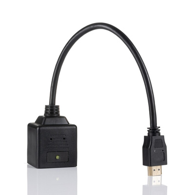 RS PRO Male HDMI to Female HDMI x 2 Cable, 30cm