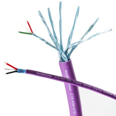 Van Damme Line level Low Voltage signal Cable, 4.5mm od, 100m, Purple