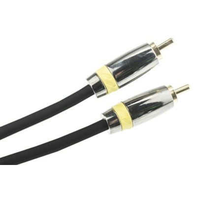 RS PRO Male RCA to Male RCA Aux Cable, Grey, 1.5m