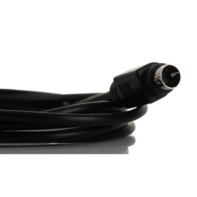 RS PRO Male 3 Pin mini-DIN to Unterminated Black DIN Cable 2m