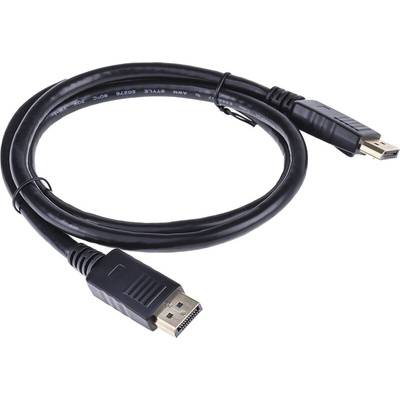 RS PRO Male DisplayPort to Male DisplayPort, PVC  Cable, 1080p, 1m