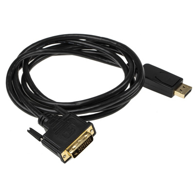 RS PRO Male DisplayPort to Male DVI-D Dual Link, PVC  Cable, 1080p, 2m