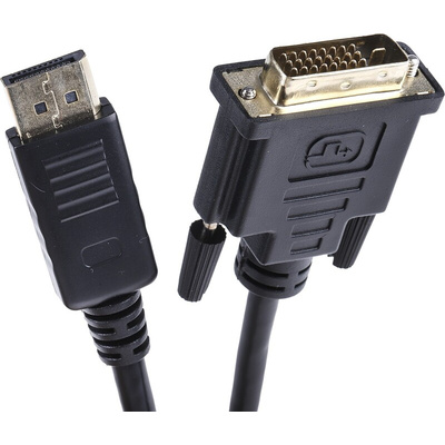 RS PRO Male DisplayPort to Male DVI-D Dual Link, PVC  Cable, 1080p, 3m