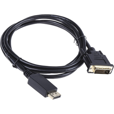 RS PRO Male DisplayPort to Male DVI-D Dual Link, PVC  Cable, 1080p, 3m