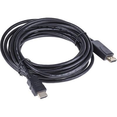 RS PRO Male DisplayPort to Male HDMI, PVC  Cable, 1080p, 5m