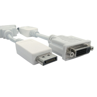 RS PRO Male DisplayPort to Female DVI-I Dual Link, PVC  Cable, 150mm