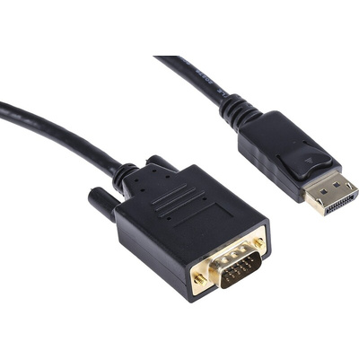 RS PRO Male DisplayPort to Male VGA, PVC Cable, 1080p, 1m
