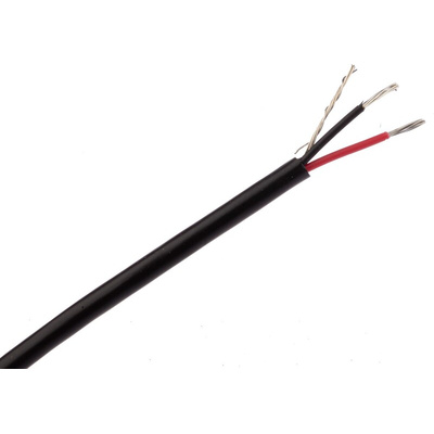 Belden Screened 2 Core Audio & Control Cable, 0.22 mm² CSA, 3.1mm od, 100m, Black