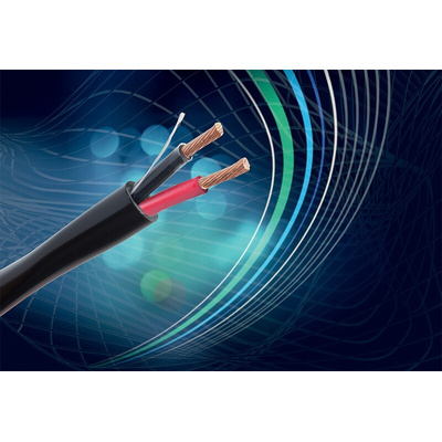 Belden 2 Core Speaker Cable, 2.5 mm² CSA, 8mm od, 100m, Black