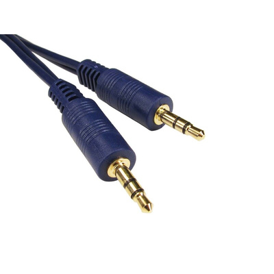 RS PRO Male 3.5mm Stereo Jack to Male 3.5mm Stereo Jack Aux Cable, Blue, 10m