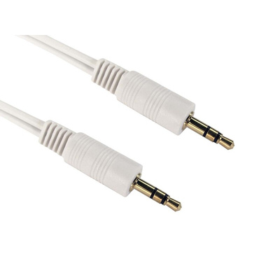 RS PRO Male 3.5mm Stereo Jack to Male 3.5mm Stereo Jack Aux Cable, White, 500mm