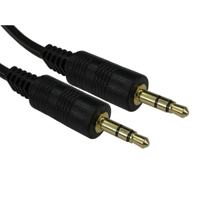 RS PRO Male 3.5mm Stereo Jack to Male 3.5mm Stereo Jack Aux Cable, Black, 10m