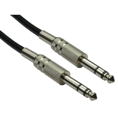 RS PRO Male 6.35mm Stereo Jack to Male 6.35mm Stereo Jack Aux Cable, Black, 2m