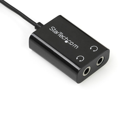 StarTech.com Male 3.5mm Stereo Jack to Female 3.5mm Stereo Jack x 2 Aux Cable, Black, 152.4mm