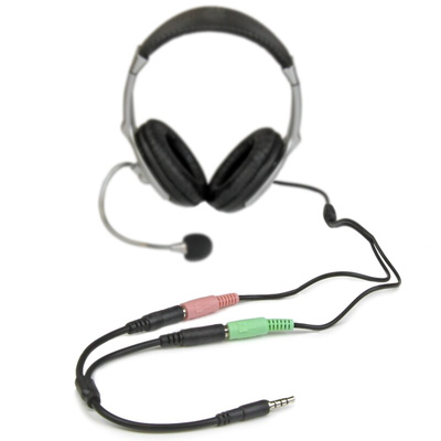 StarTech.com Male 3.5mm Stereo Jack to Female 3.5mm Stereo Jack x 2 Aux Cable, Black, 200mm