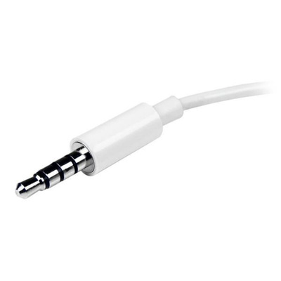 StarTech.com Male 3.5mm Stereo Jack to Female 3.5mm Stereo Jack x 2 Aux Cable, White, 150mm