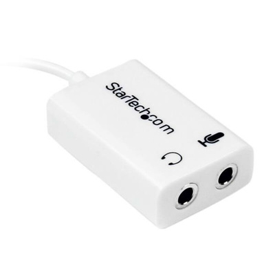 StarTech.com Male 3.5mm Stereo Jack to Female 3.5mm Stereo Jack x 2 Aux Cable, White, 150mm