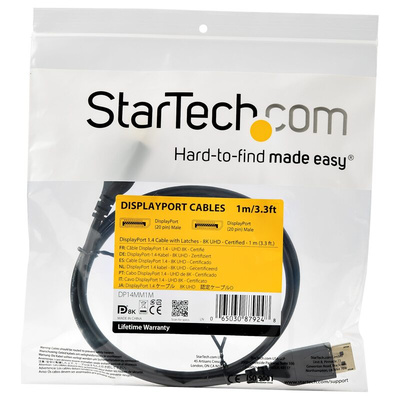 StarTech.com Male DisplayPort to Male DisplayPort, PVC  Cable, 8K @ 60 Hz, 1m