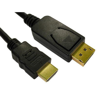 RS PRO Male DisplayPort to Male HDMI, PVC  Cable, 1080p, 1m