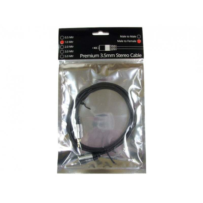 Screened 3 Core Audio Cable, 1m, Black